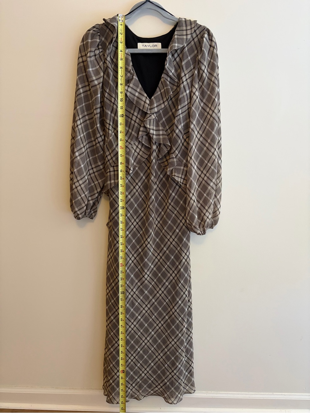 Taylor Long Plaid Ruffle-Front Dress - Picture 2 of 7